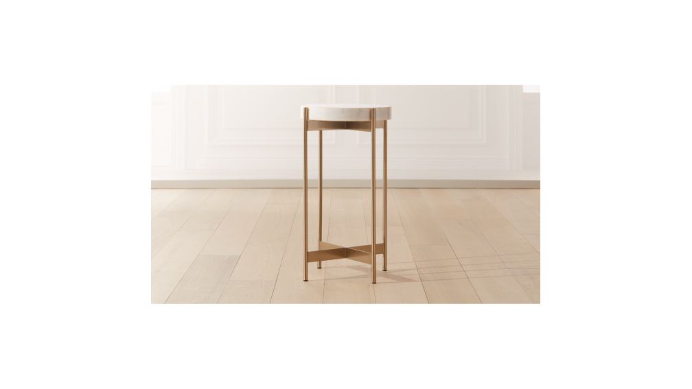 Block White Marble Pedestal Table + Reviews CB2