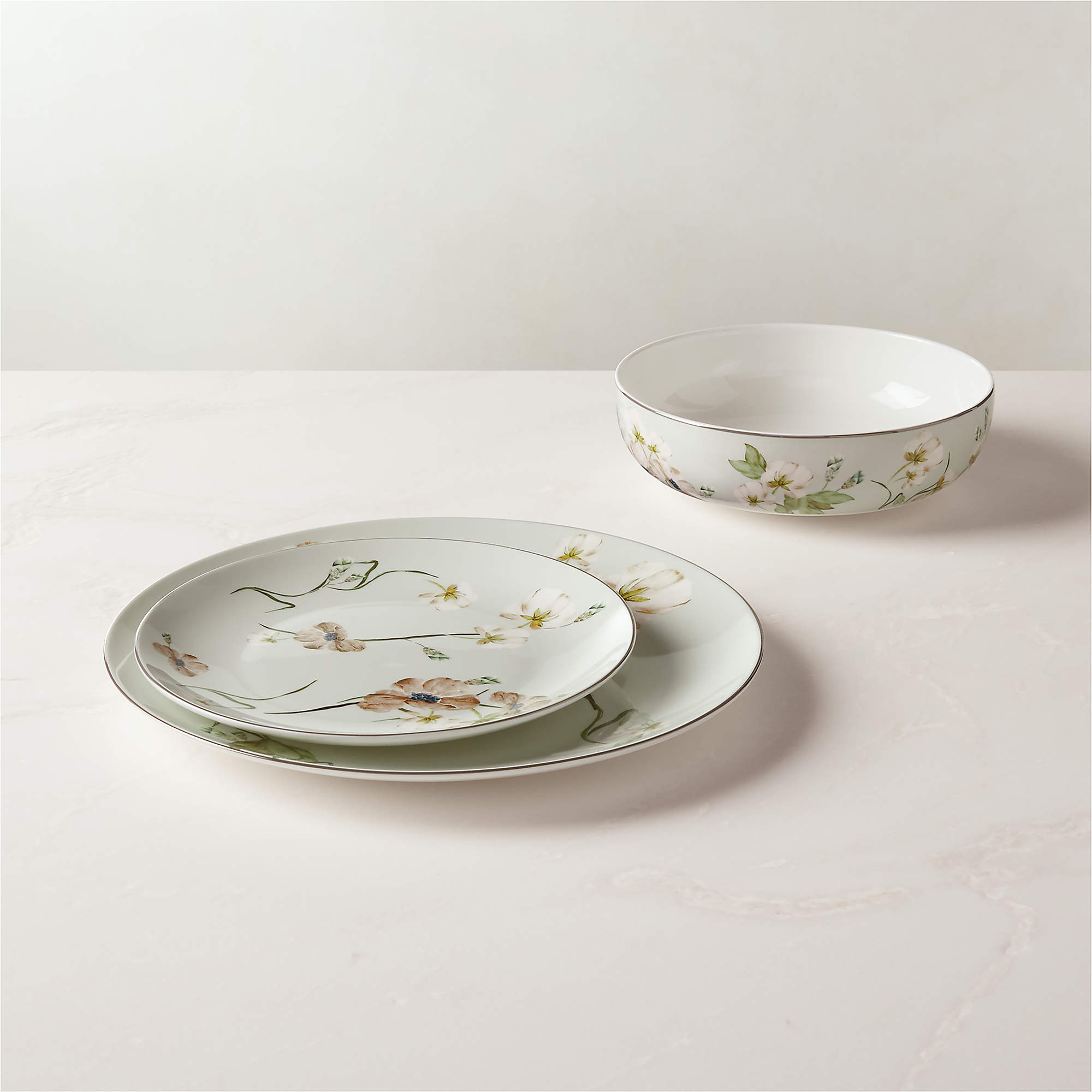 Blossom Modern 3Piece Floral Dinnerware Set CB2 Canada