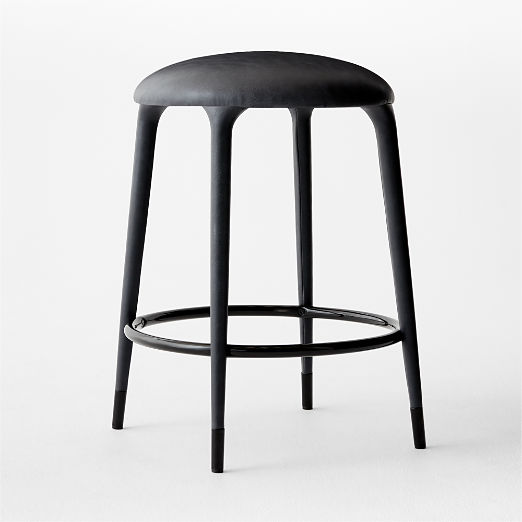 Blossom Steel Grey Leather Counter Stool