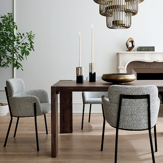 Azalea Black and White Boucle Dining Chair Set of 4