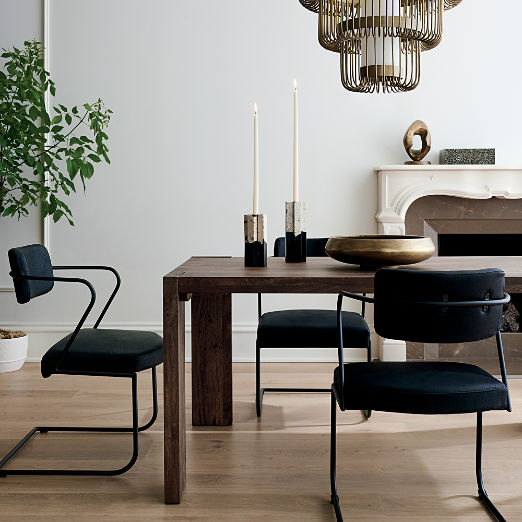 Blox Rectangular Brown Wood Dining Table (63" - 91")
