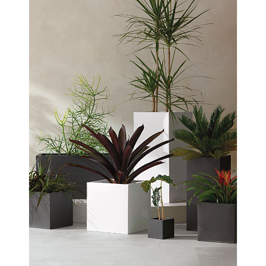 Blox Rectangular Charcoal Galvanized Steel Indoor/Outdoor Planters