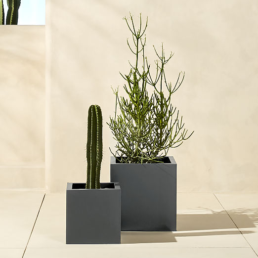 Blox Square Charcoal Galvanized Steel Indoor/Outdoor Planters