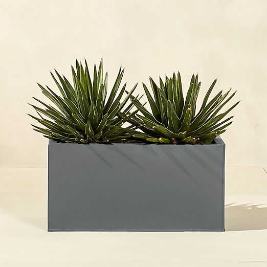 Blox Rectangular Charcoal Galvanized Steel Indoor/Outdoor Planter Small