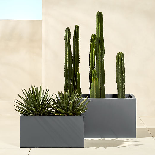 Blox Rectangular Charcoal Galvanized Steel Indoor/Outdoor Planters