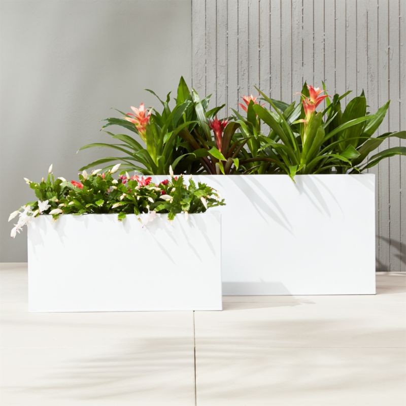 Blox White Large Rectangular Planters | CB2