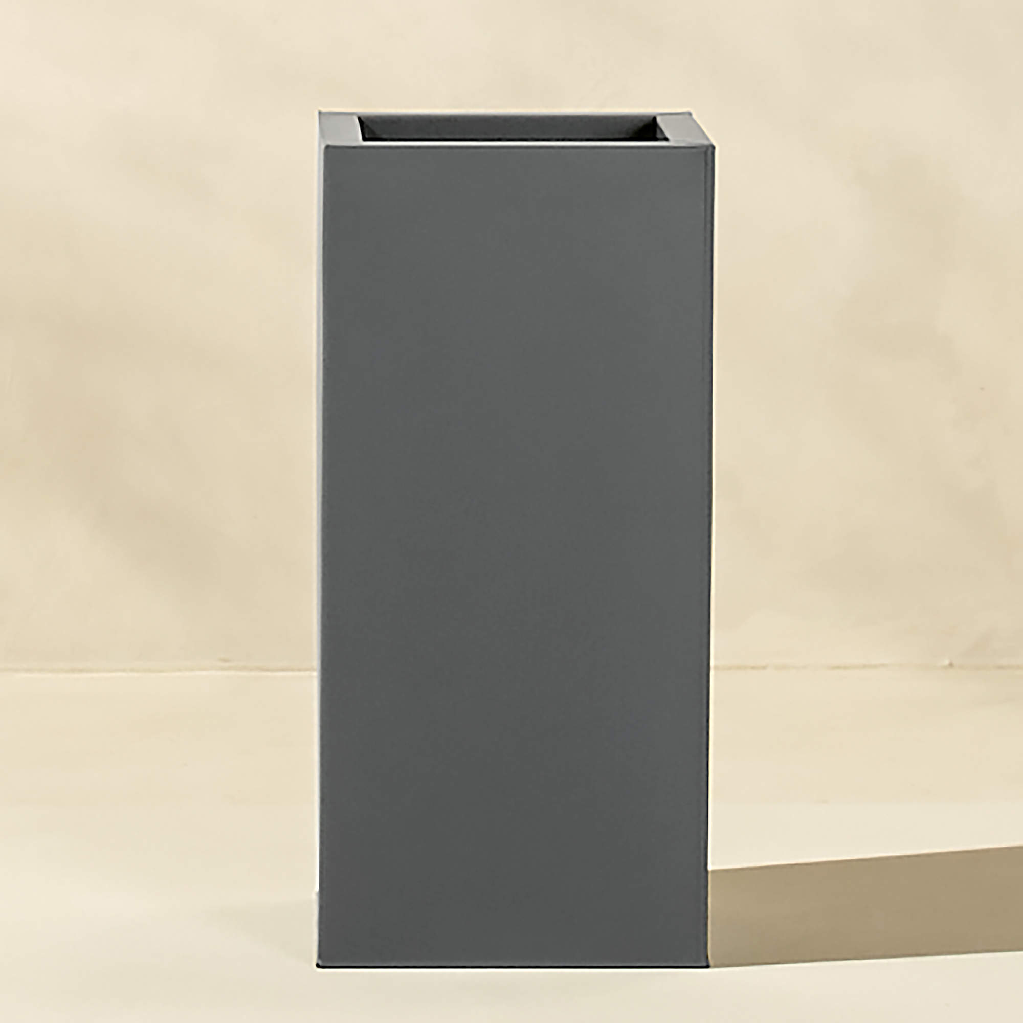 Blox Modern Grey Metal Outdoor Planter Tall + Reviews CB2