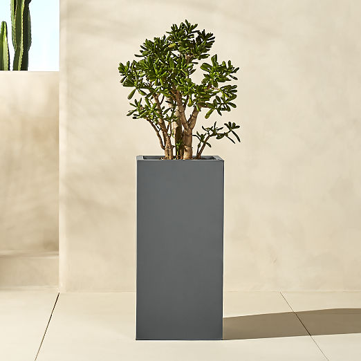 Blox Tall Charcoal Galvanized Steel Indoor/Outdoor Planter Large