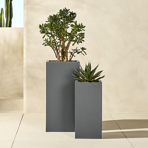 Blox Tall Charcoal Galvanized Steel Indoor/Outdoor Planters