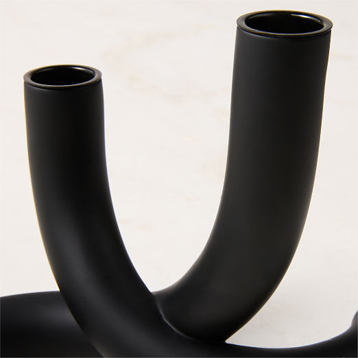Blythe Black Double Taper Candle Holder