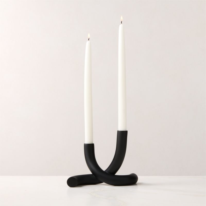 View Blythe Black Double Taper Candle Holder details