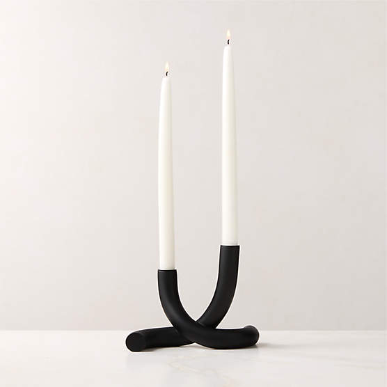 Blythe Black Double Taper Candle Holder