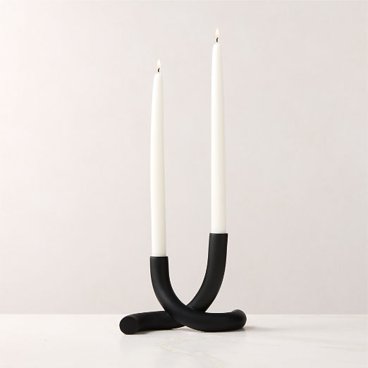 Blythe Black Double Taper Candle Holder