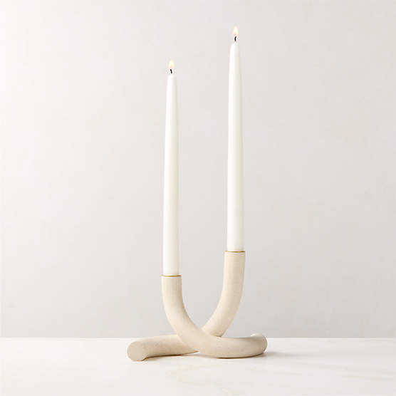 Blythe White Double Taper Candle Holder