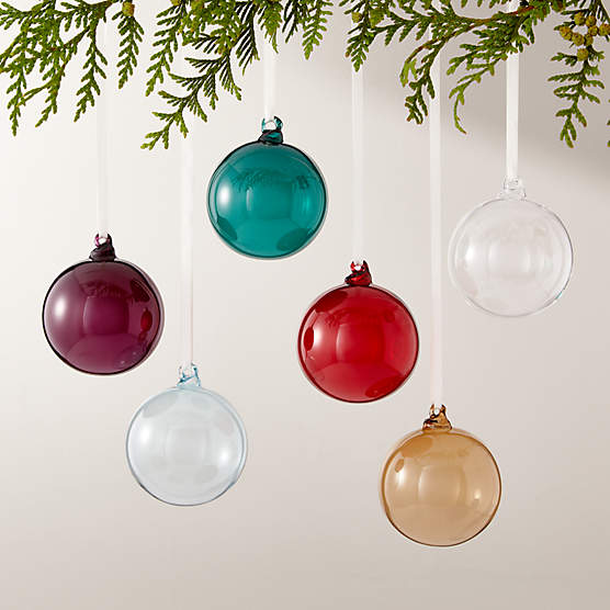 Beam Round Multicolor Glass Christmas Tree Ornaments Set of 6