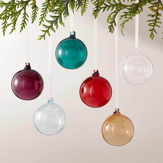 Beam Round Multicolor Glass Christmas Tree Ornaments Set of 6