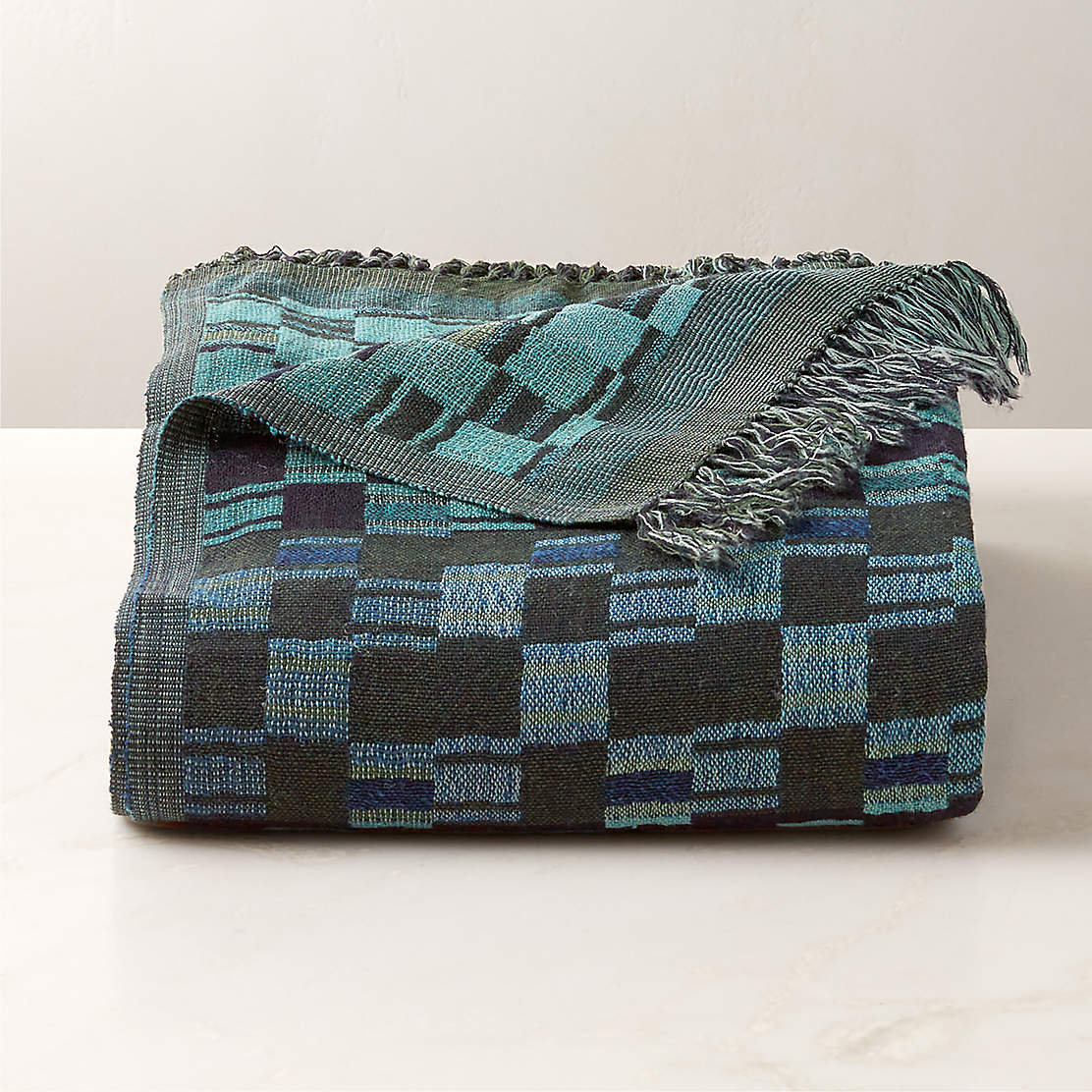 Mira Ombre Green Throw Blanket + Reviews CB2