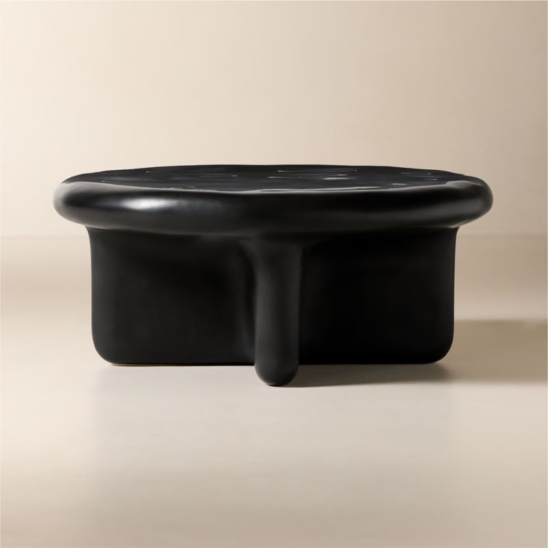 Bodene 36" Round Black Resin Coffee Table - image 0 of 4