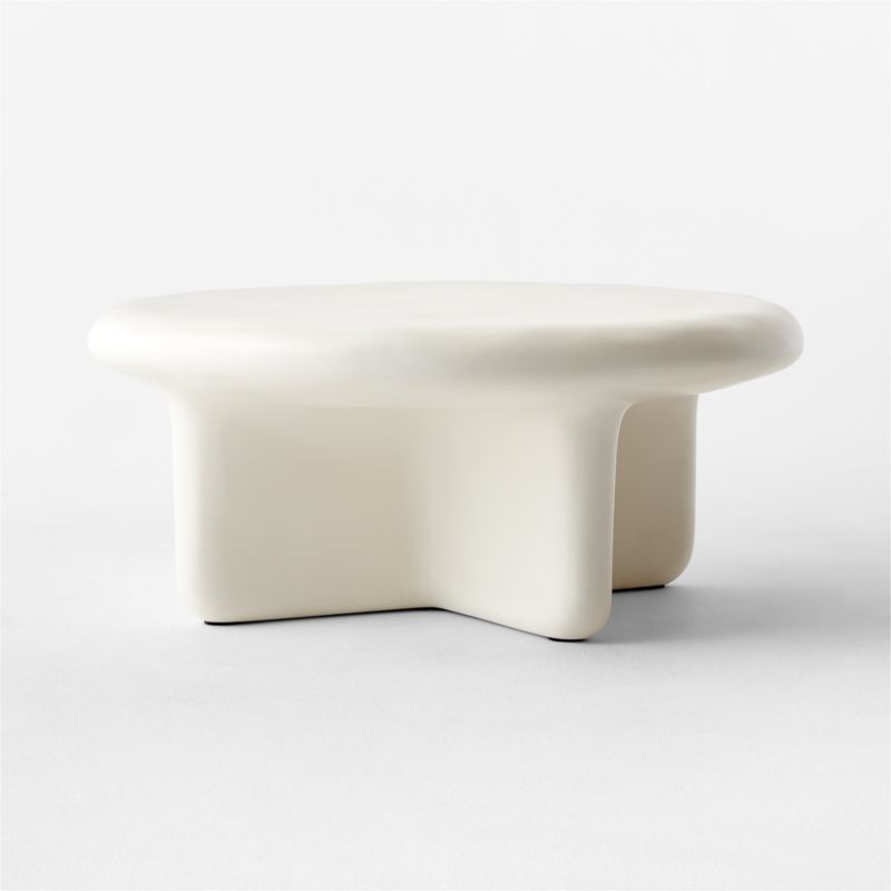 Bodene 36" Round Ivory Resin Coffee Table - image 2 of 4