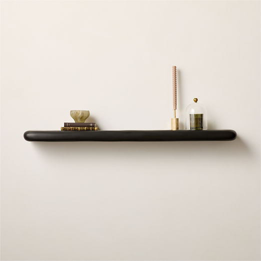 Bodene Black Resin Wall Shelf 48"