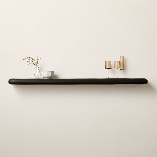 Bodene Black Resin Wall Shelf 60"