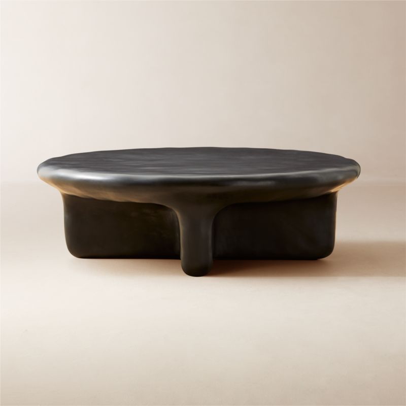 Bodene 50" Round Black Resin Coffee Table - image 0 of 9