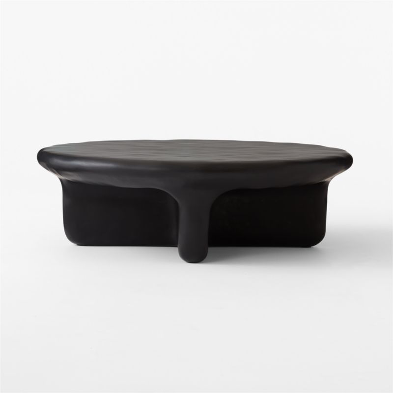 Bodene 50" Round Black Resin Coffee Table - image 6 of 9