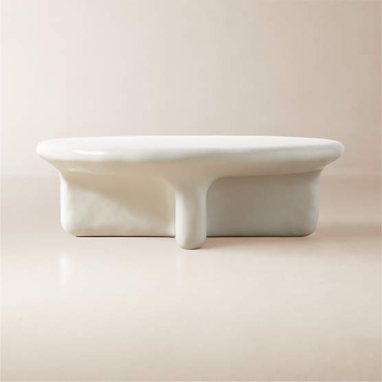 Bodene Round Ivory Resin Coffee Table