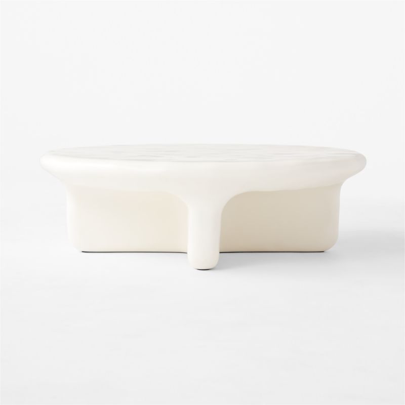 Bodene 50" Round Ivory Resin Coffee Table - image 11 of 15