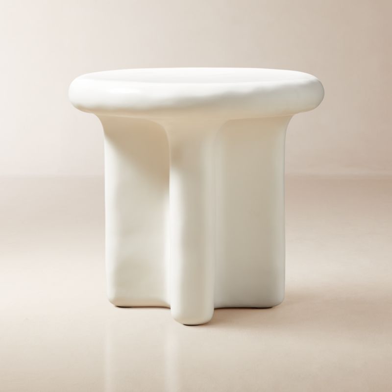 Viewing product image Bodene Round Ivory Resin Side Table - image 1 of 8