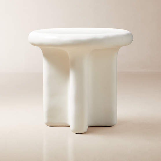 Bodene Round Ivory Resin Side Table