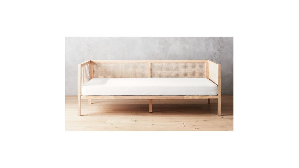 Boho Natural Daybed with Pearl White Mattress Cover - Image 1 of 8