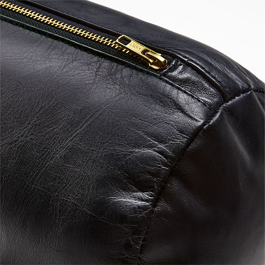 Bolster Black Leather Throw Pillow 44"x7"