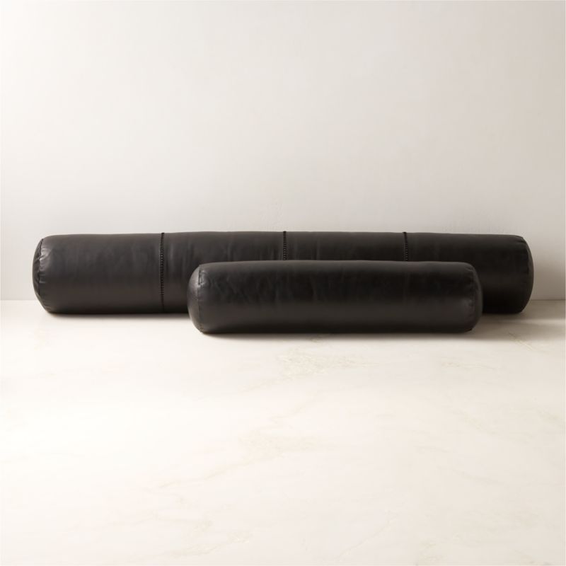 Bolster Black Leather Throw Pillow 44'' - image 3 of 5