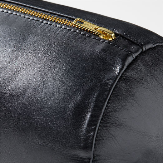 Black Leather Bolster Throw Pillow 24"x6"