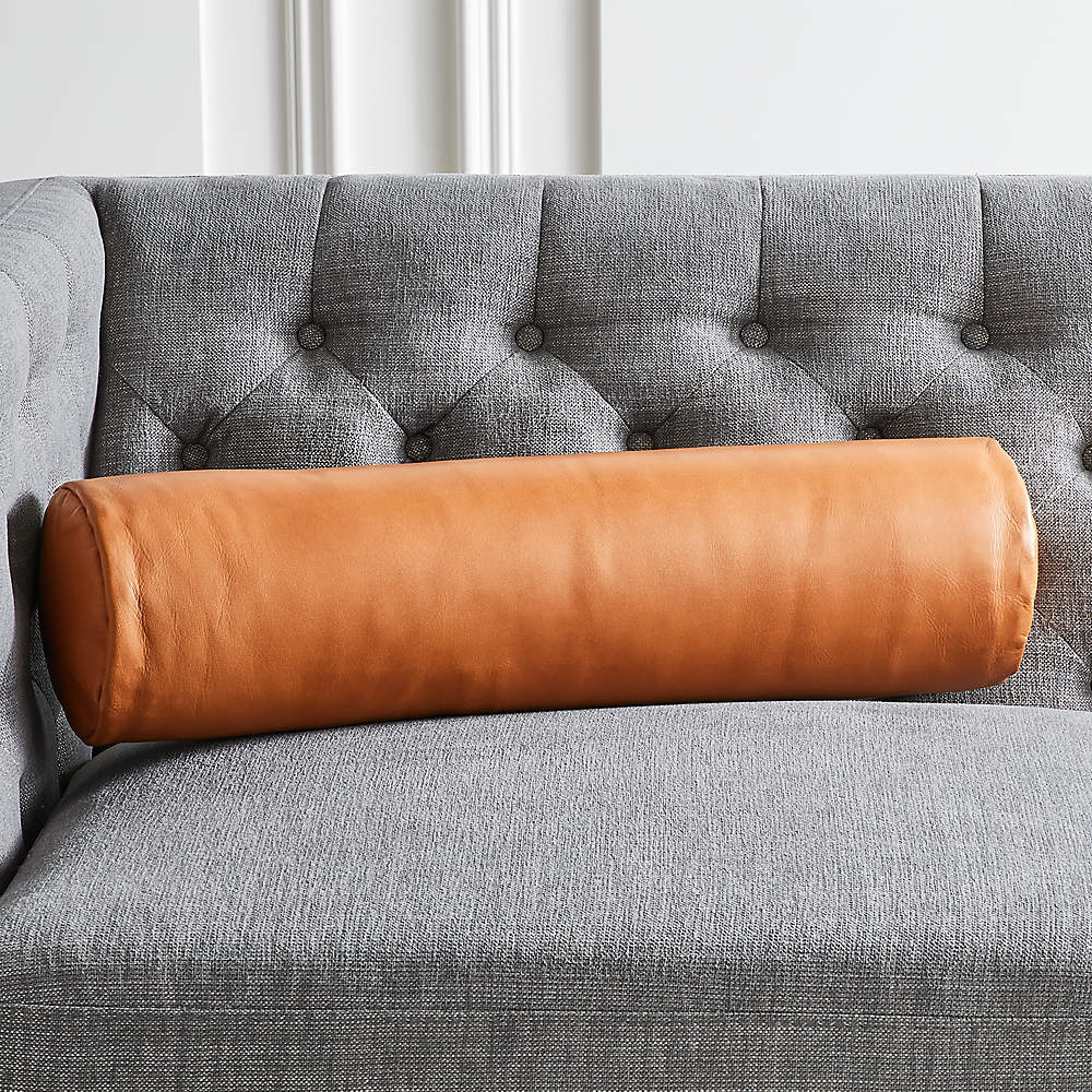 Orange 2024 leather pillow