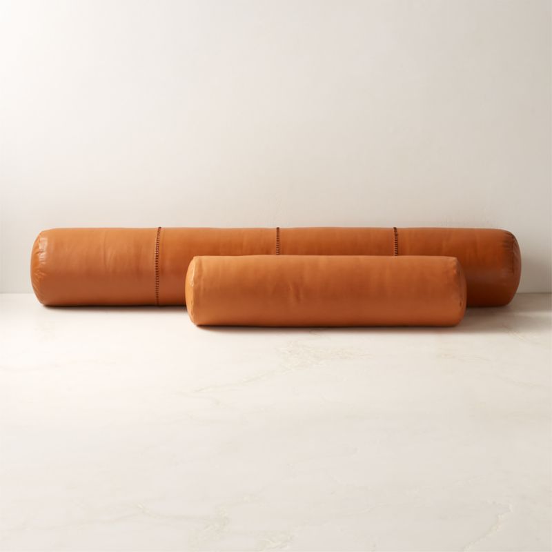 Bolster Brown Leather Throw Pillow 44'' - image 3 of 5