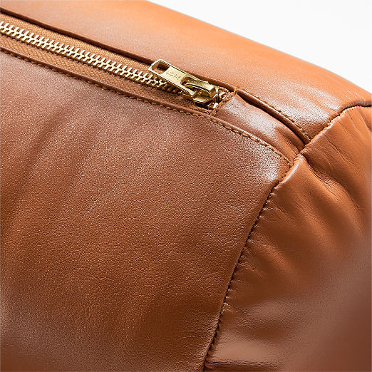 Brown Leather Bolster Throw Pillow 44"x7"
