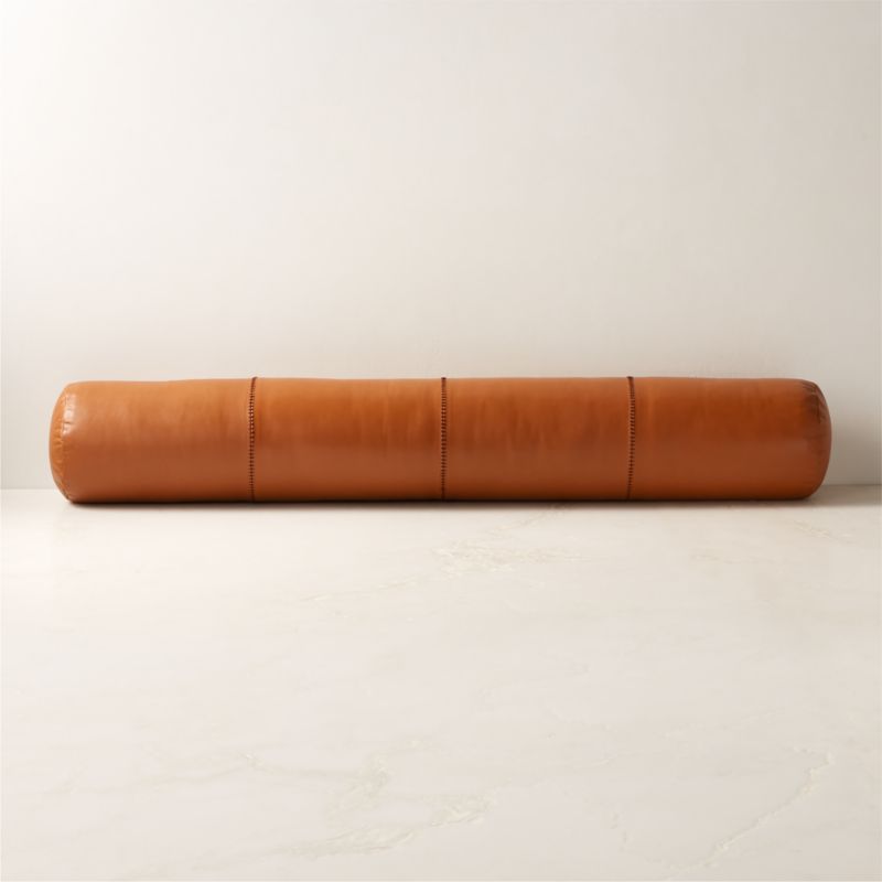 Bolster Brown Leather Throw Pillow 44'' - image 0 of 5