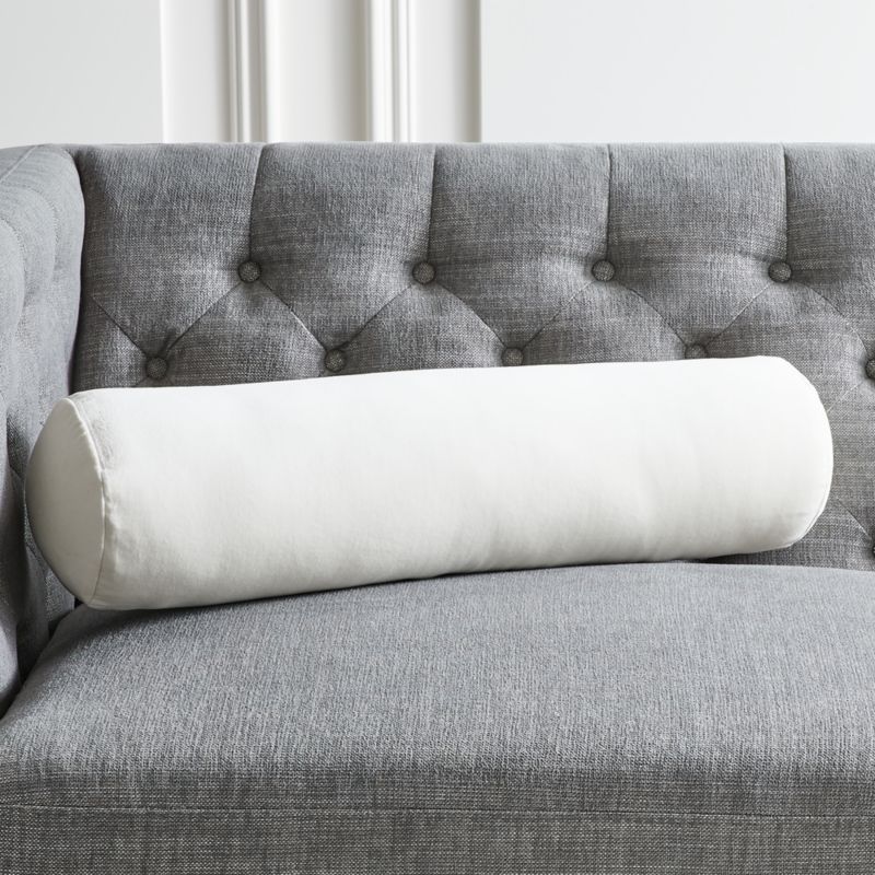 View Bolster Velvet Ivory Throw Pillow details