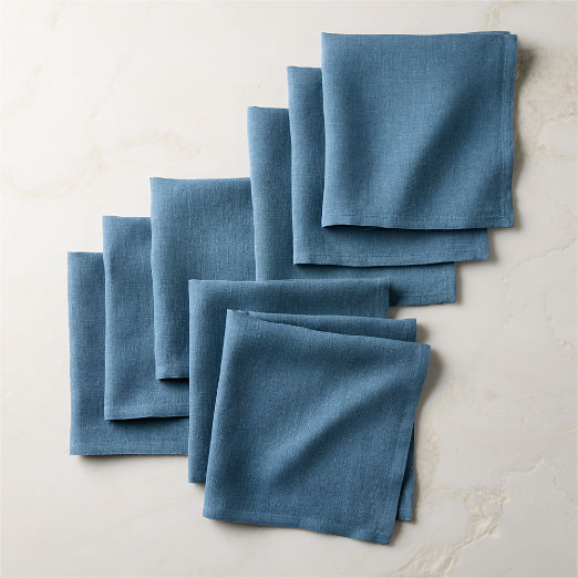 Bolt Chambray Blue Linen Napkin Set of 8