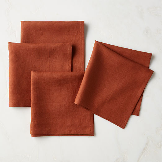 Bolt Ginger Orange Linen Napkin Set of 4