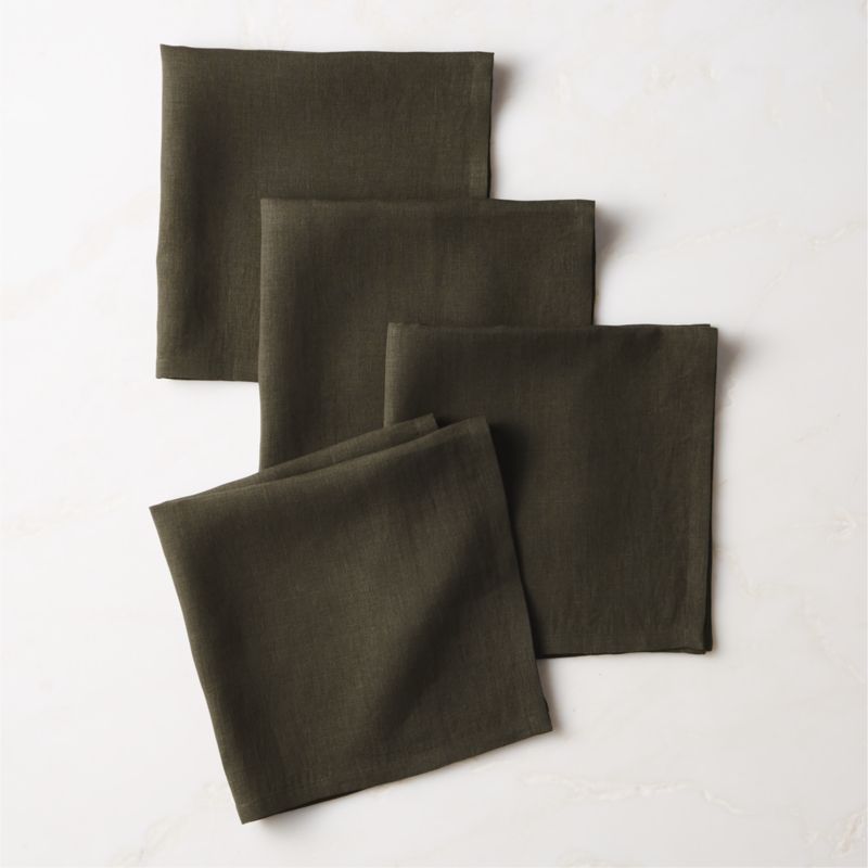 View Bolt Moss Green Linen Napkins Set of 4 details