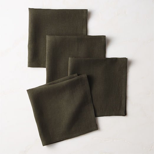 Bolt Moss Green Linen Napkins Set of 4