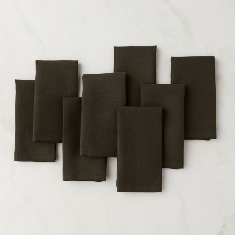 View Bolt Moss Green Linen Napkins Set of 8 details