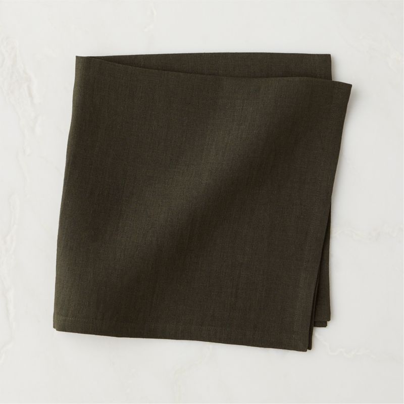 View Bolt Moss Green Linen Napkin details