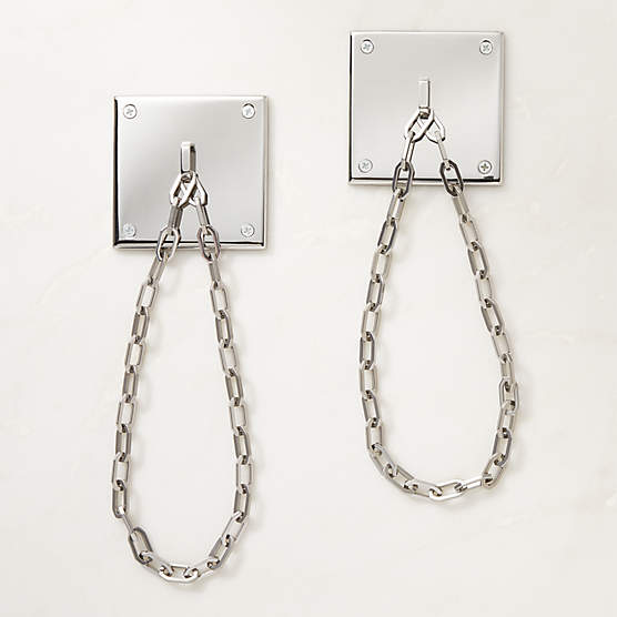 Bolt Polished Nickel Chain Curtain Tiebacks Set of 2