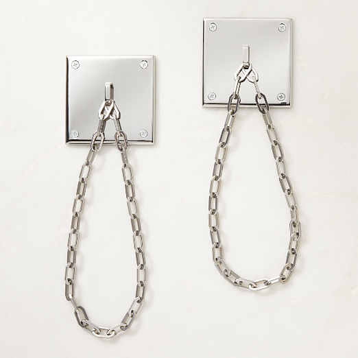 Bolt Polished Nickel Chain Curtain Tiebacks Set of 2