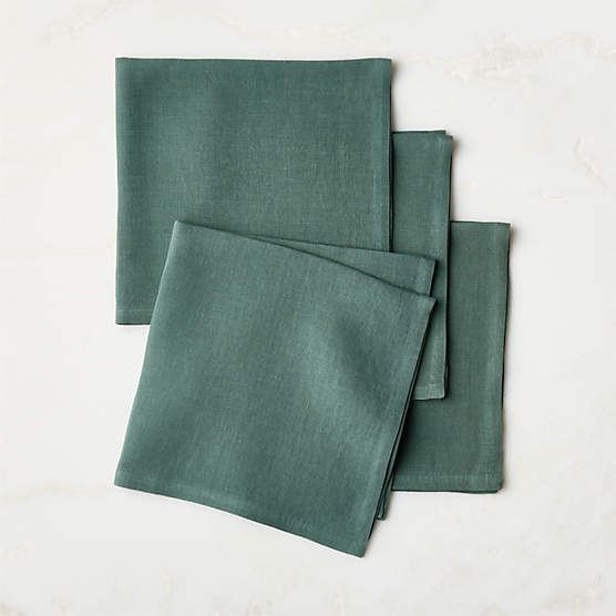 Bolt Smoked Green Linen Napkins Set of 4
