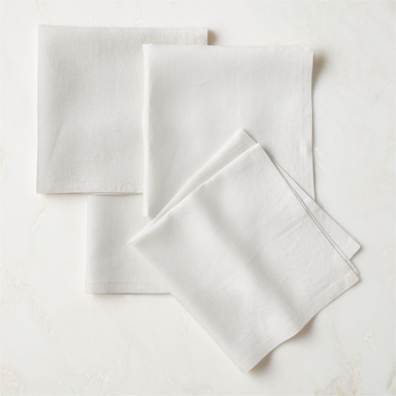View Bolt White Linen Napkin Set of 4 details